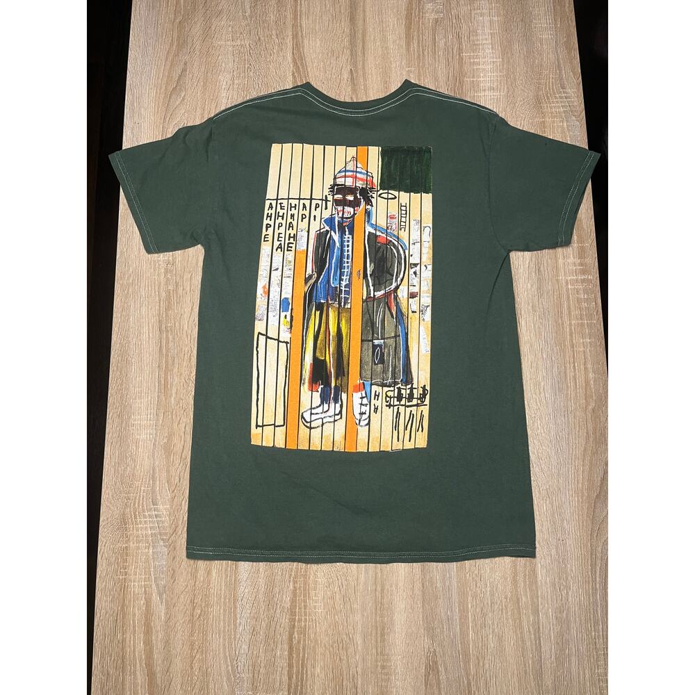 Jean-Michel Basquiat Ripple Mens Graphic T-Shirt M Green Crown Logo Art Tee